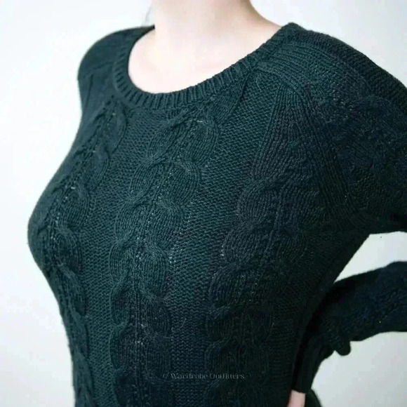 LOFT Camel Hair Sage Green Cable Knit Sweater - M - Picture 2 of 7